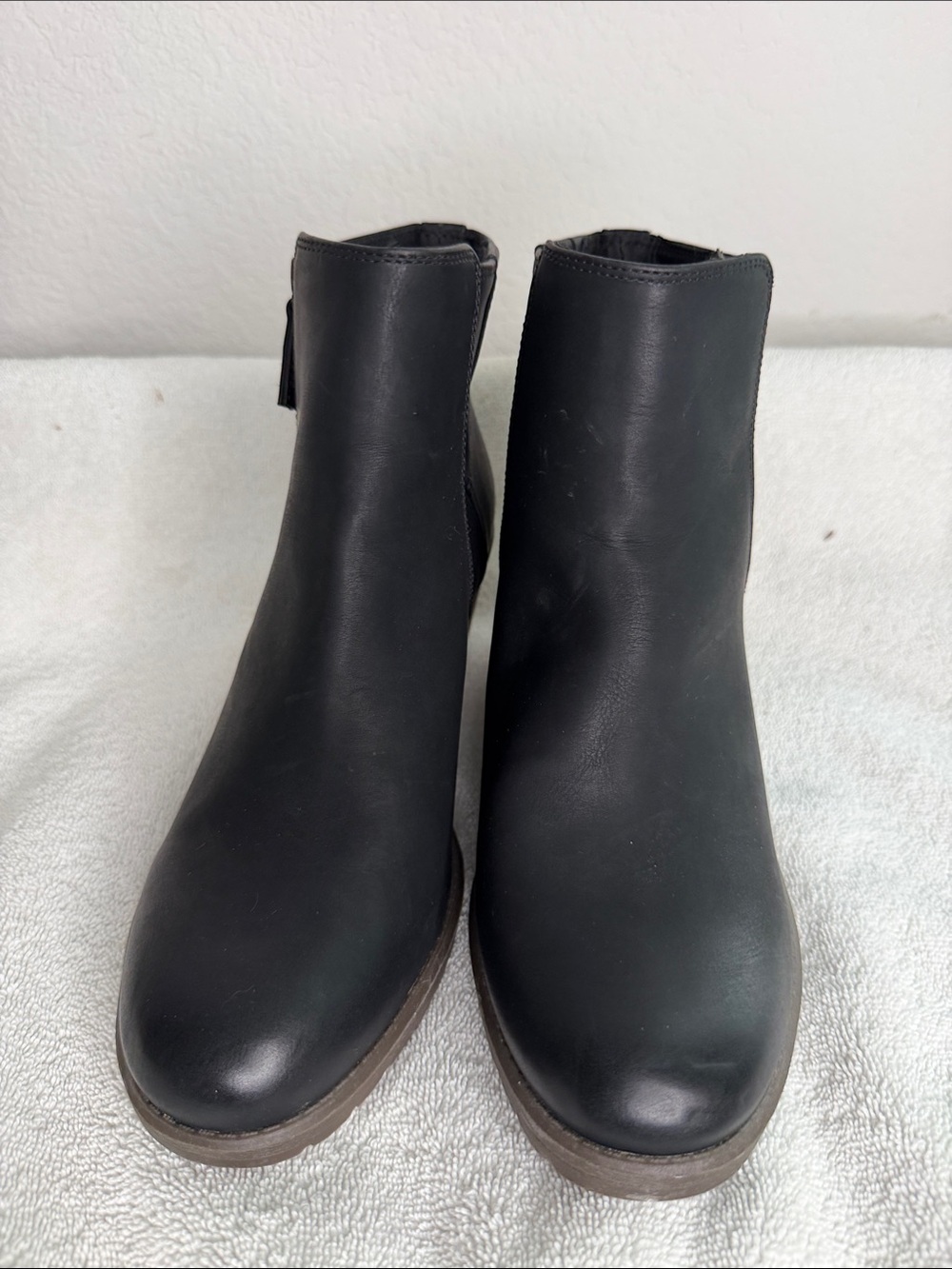 Dr. Scholl's Black Leather Ankle Booties with Side Zip 9.5M